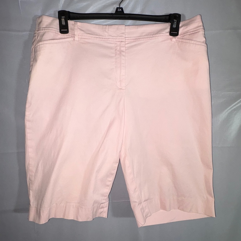 Talbots Perfect Short Womens 16W Pink Pastel Cotton Blend Bermuda Shorts Preppy